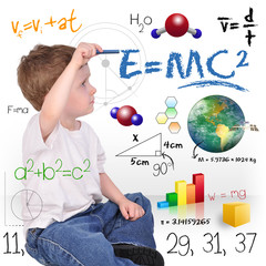Wall Mural - young math science boy genius writing