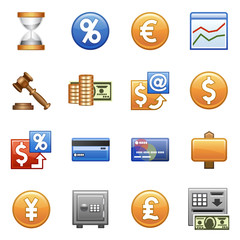 Canvas Print - Stylized icons. Finances and business.