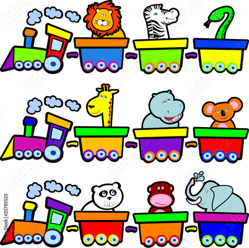 Naklejka na drzwi The train animals