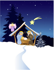 Wall Mural - Christmas nativity scene with Holy Family