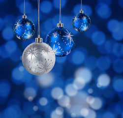 Wall Mural - blue christmas balls