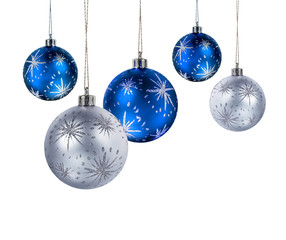Wall Mural - blue silver christmas balls