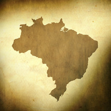 Brazil Map On Grunge Background