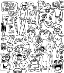 Wall Mural - set of various funky characters drawings