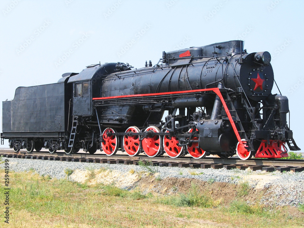 The old steam locomotive. - obrazy, fototapety, plakaty 