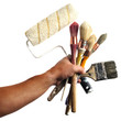 Pinceaux, outils, peinture, rouleau,décoration,main,travaux