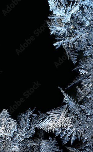 Foto-Schiebegardine mit Schienensystem - frostwork frame on black (von Csaba Peterdi)