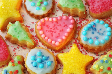 Poster - Colorful decorated cookies, close up