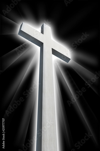 Fotomural white cross shining in darkness