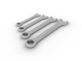 Set of spanners isolated on white background