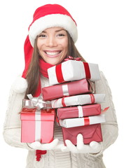 Wall Mural - Christmas woman carrying gifts