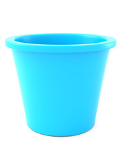 Blue Flower Pot Isolated On White Background