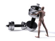 © paperboat1983 - CG nude man lifting a dumbbell