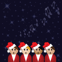 Christmas Carol Singers Against A Star Covered Night Sky