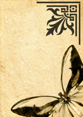 Wall Mural - butterfly on old vellum
