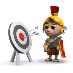 3d Roman soldier studies the target