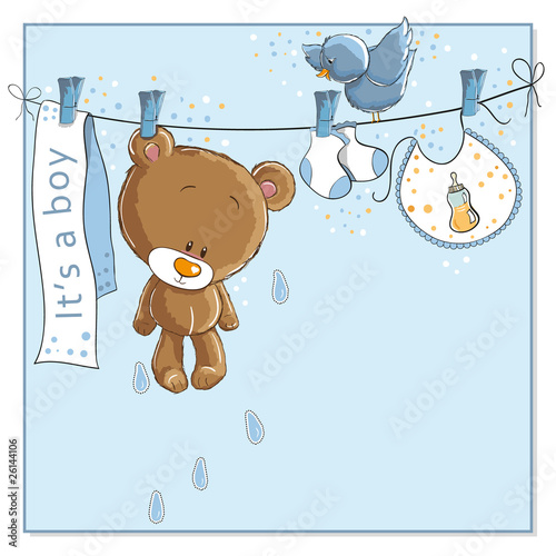 Obraz w ramie It's a boy announcement card