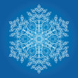 Single detailed snowflake on light blue background