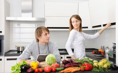 Couple cooking