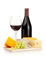 Poster - Red wine, cheese and grapes