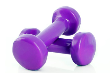 Sticker - Couple of purple dumbbells isolated on white