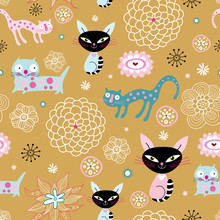 Seamless Pattern Of The Cats