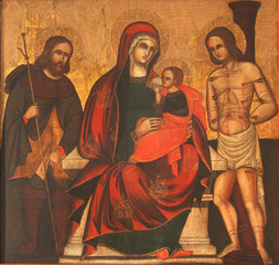 Wall Mural - Virgin Mary with baby Jesus, St Roch and St Sebastian