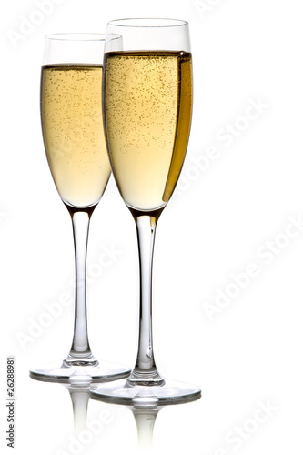 Fotografie, Obraz A glass of champagne, isolated on a white background.