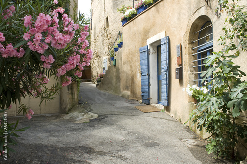 Naklejka na drzwi French Village Street view Flower Provence France