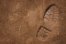 Footprint On Mud With Copy Space