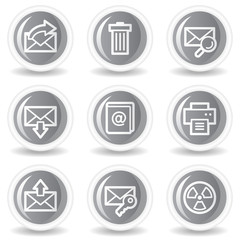 E-mail web icons set 2, circle grey glossy buttons