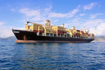 Wall Mural - container ship in sea