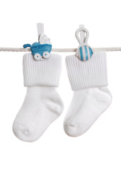 Wall Mural - Baby socks hanging on the clothesline