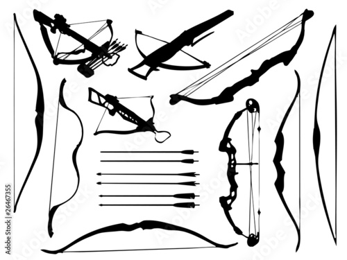Weapon collection, bow, crossbow and arrows Tableau sur Toile