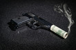 Pistol with imitation of silencer from dollar greenback