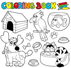 Wall Mural - Coloring book with pets 1