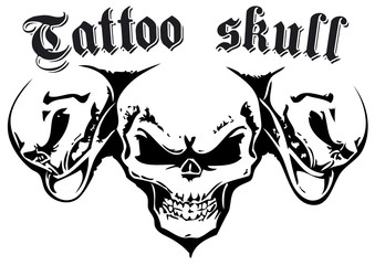 Wall Mural - vector illustration tattoo skull (black)