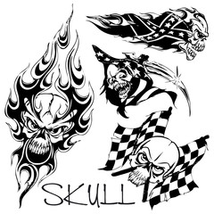 Wall Mural - vector illustration tattoo skull (black)