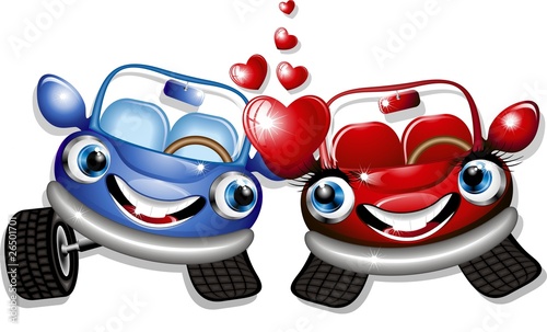 Automobili d'Amore Cartoon-Love Cars-Vector