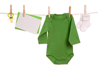 Wall Mural - Baby goods hanging on the clothesline