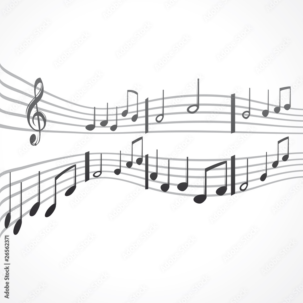 Image vectorielle Stock Notes de musique sur portée 5, vecteur | Adobe ...
