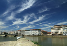 Cloudscape With Arno River In Florence, Tuscany
