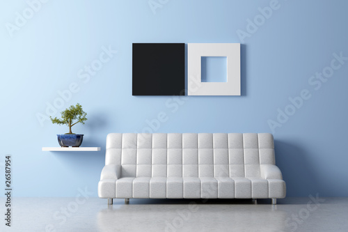Modern funshui interior with sofa Fototapet