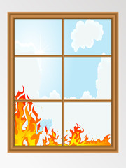 Sticker - Fire behind the window