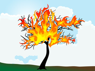 Sticker - Burning tree