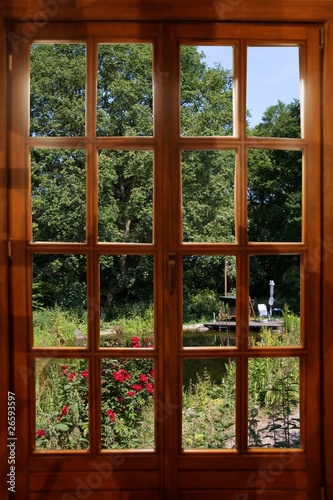 Naklejka - mata magnetyczna na lodówkę Ausblick in den Garten