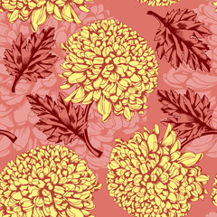 Sticker - Excellent seamless pattern with chrysanthemum