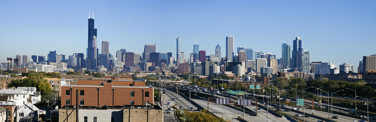 Fototapete - Panoramic view of Chicago from the south