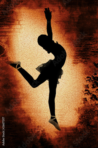 Obraz w ramie Dancer over Grunge Background