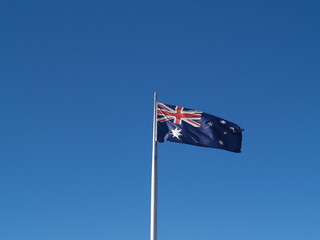 Australien Flagge und blauer Himmel